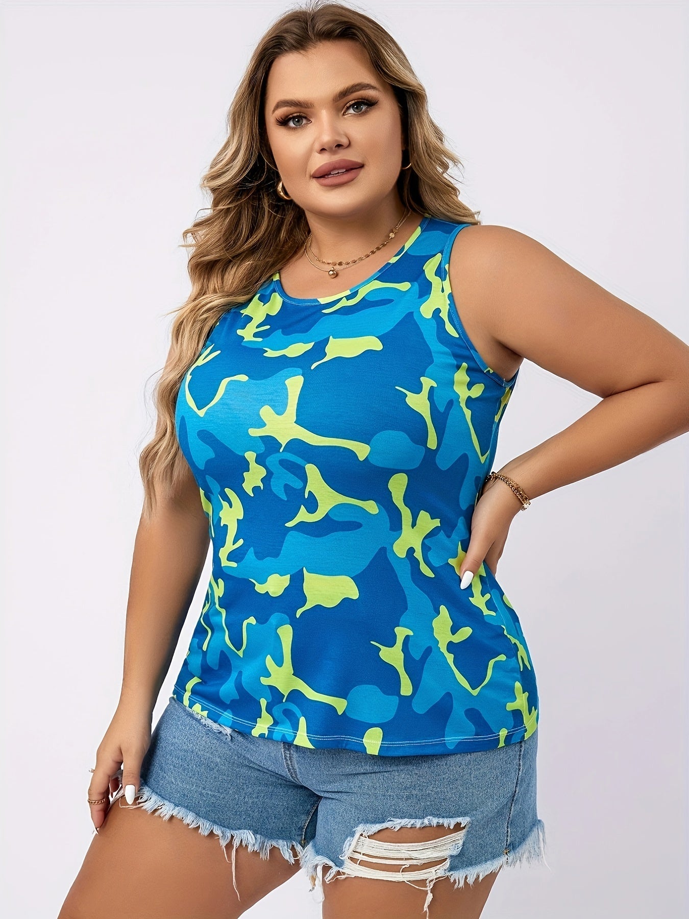 Camo Print Lounge Tank Top Soft Fit Home Wear