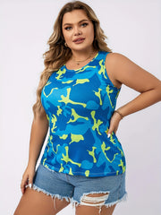 Camo Print Lounge Tank Top Soft Fit Home Wear