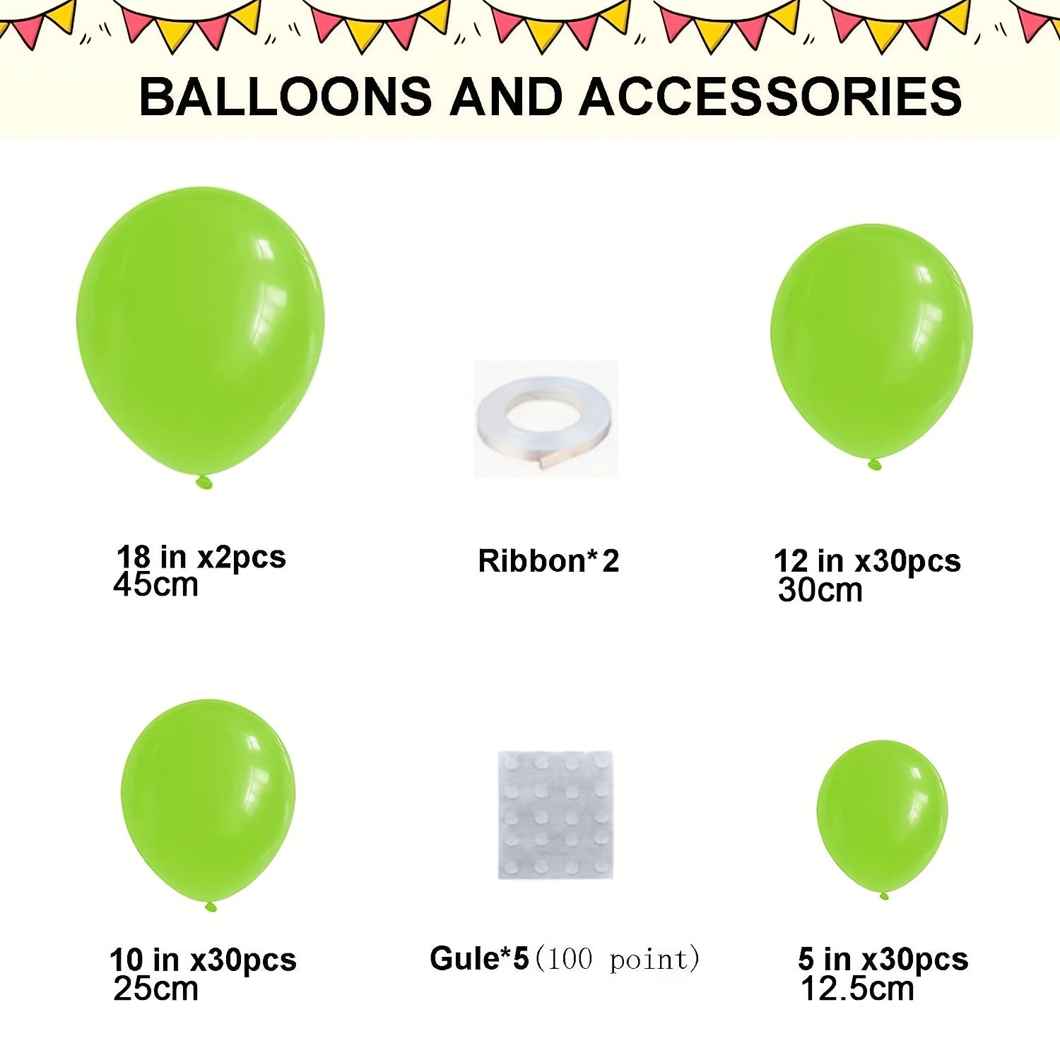 95pcs Light Green Balloons 18 12 10 12 7 Cm Fruit Green Latex Party Balloons