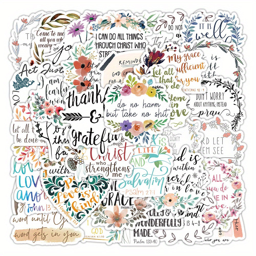 Bible Inspired Vinyl Waterproof Stickers for Kids & Teens - 50 Unique Designs