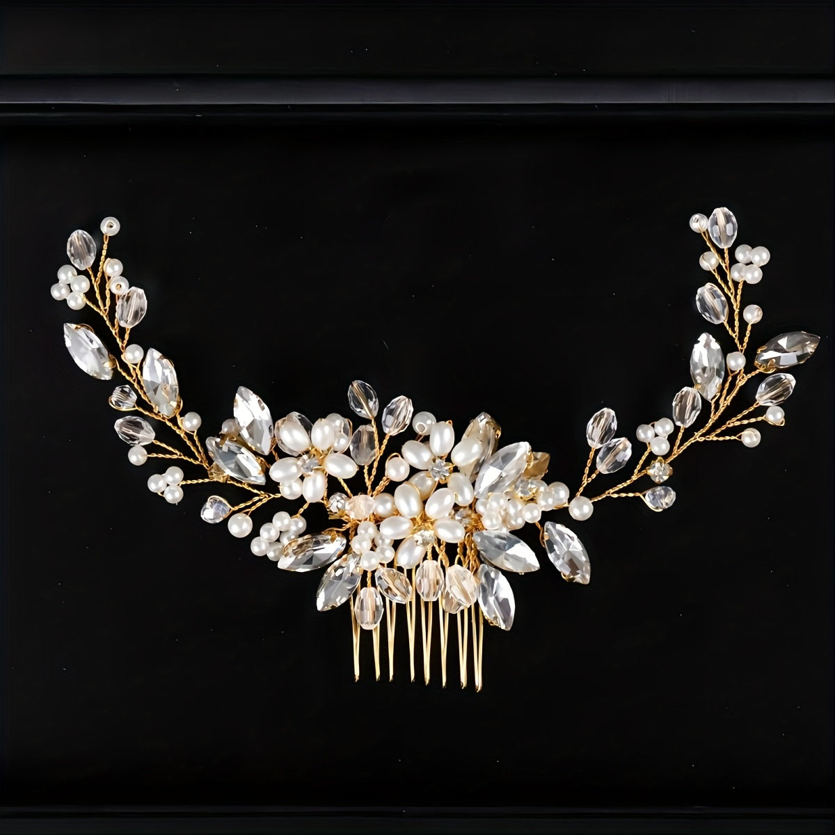 Pearl Flower Hair Comb Back Head Insert Comb Crystal Hair Comb