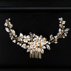 Pearl Flower Hair Comb Back Head Insert Comb Crystal Hair Comb