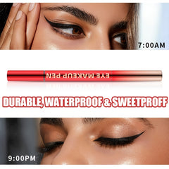 2-in-1 Waterproof Eyeliner Mascara Pen with 4D Silk Fiber Curling Mascara