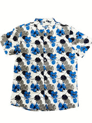 Men's Floral Pattern Lapel Short Sleeve Hawaii Shirt