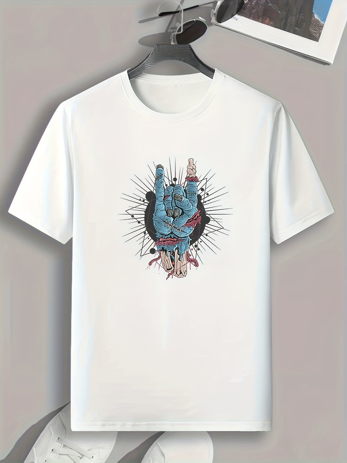 Rock Zombie Hand Pattern T-shirt Short Sleeve Top Casual Tee Men's Clothes