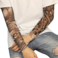 5pcs Tattoo Arm Sleeves UV Protection Ice Silk Sleeves for Outdoor Sports