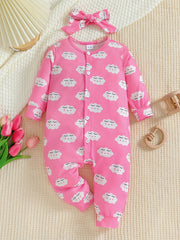 2pcs Baby Girls Clouds Print Bodysuit Set