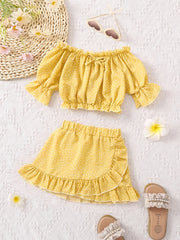 2pcs Baby Girls Polka Dot Print Set Toddler Summer Clothes