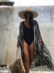 Beach Cover Up Shirt Loose Fit V Neck Long Sleeve Rash Guard Kimono