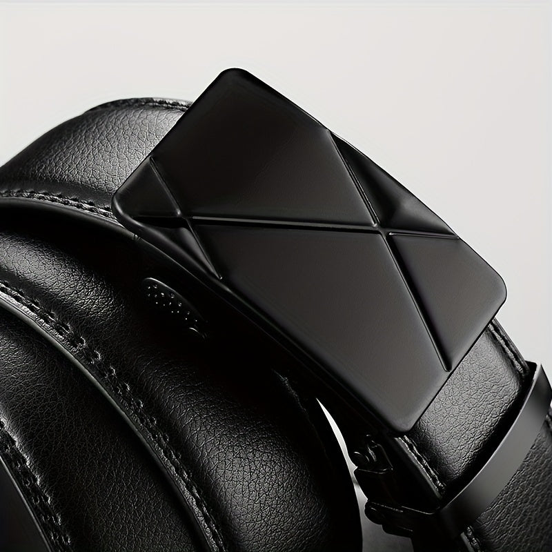 Men's Automatic Buckle Belt PU Leather Belt Business Suit 47in