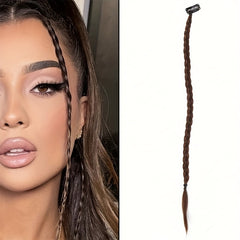 8 Cm Long Twist Braids Hair Extensions With Hair Clip Y2K Synthetic Ponytail