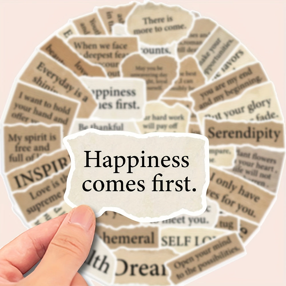 50pcs Inspirational Poetry Stickers for Journals Laptops Guitars - Vinyl Decals