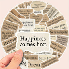 50pcs Inspirational Poetry Stickers for Journals Laptops Guitars - Vinyl Decals