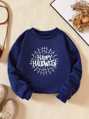 Girls' Happy Halloween Print Sweatshirt Long Sleeve Pullover
