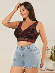 Floral Lace Plus Size Bra Wide Straps Full Cover Bralette