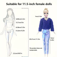 12pcs Doll Clothing Set for 11.5 In Dolls - Tops, Pants, Accessories - Fun