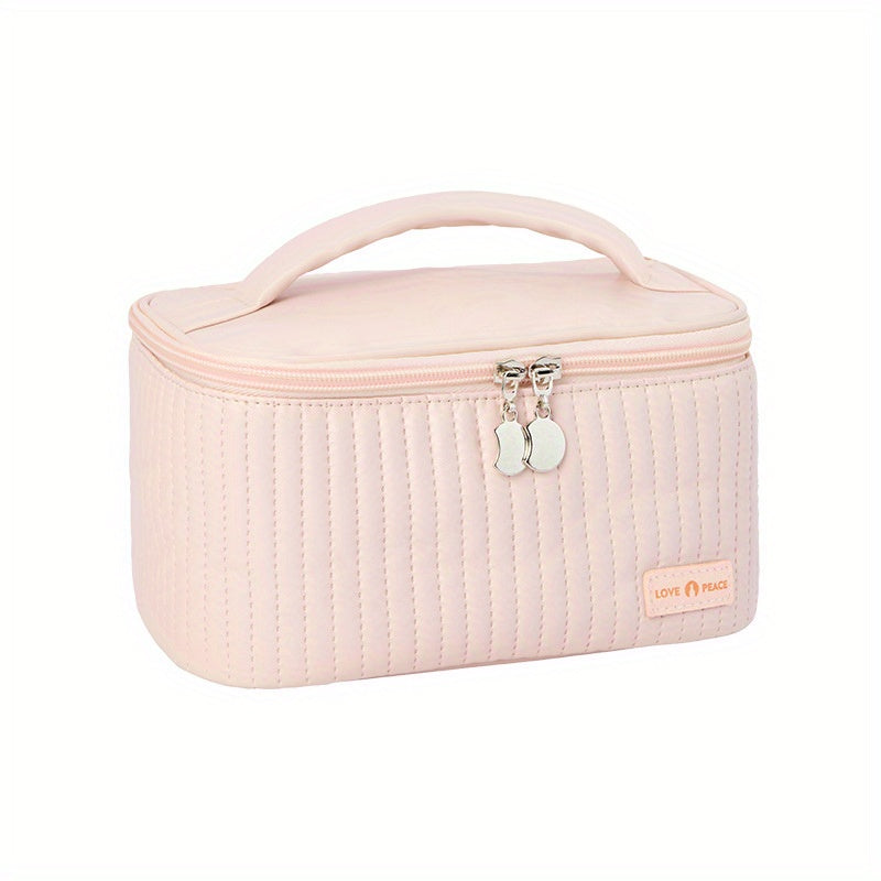 1pc Travel Makeup Bag Cosmetic Bag PU Solid Toiletry Bag Portable Storage Bag