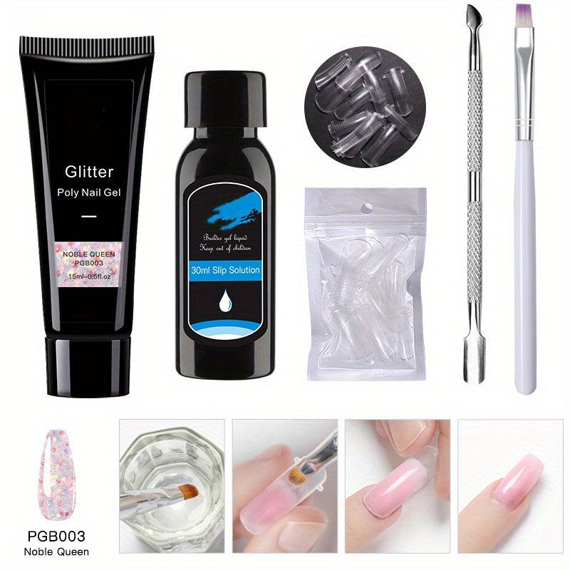 5 Nail Art Extension Glue Set with Brush, Pusher & Tips