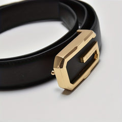 Men's Smooth Buckle Leather Belt Two Baser Cowhide
