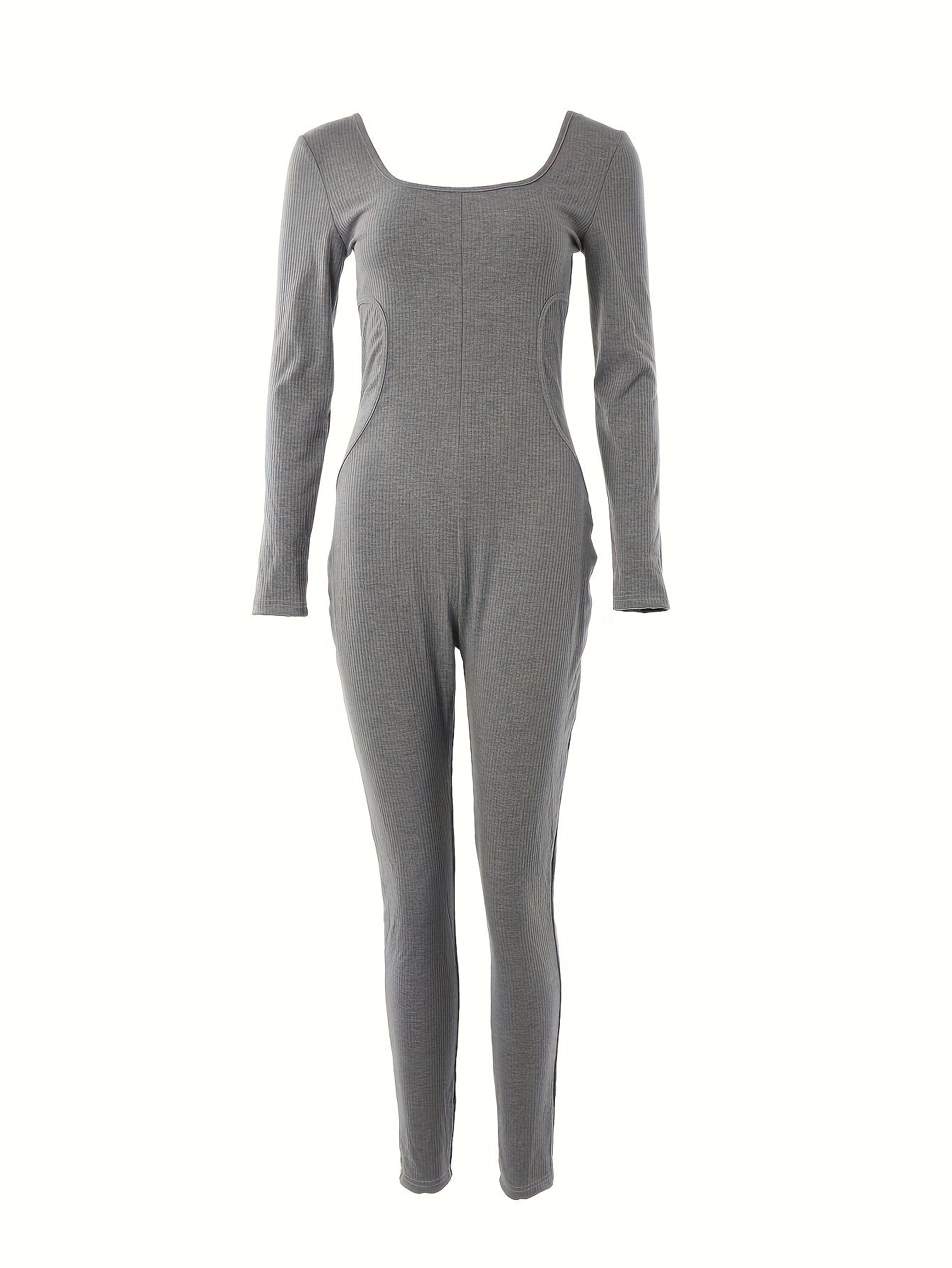 Ribbed Long Sleeve Jumpsuit Pajamas