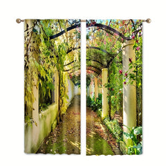2pcs Modern Digital Printed Outdoor Curtains for Stylish Decor