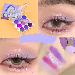 Green Purple Brown Pink 9 Eyeshadow Tray Teal Niche Fresh Retro