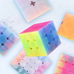 3x3 Speed Cube Jelly Colors Durable ABS Lightweight Sticker Brain Teaser