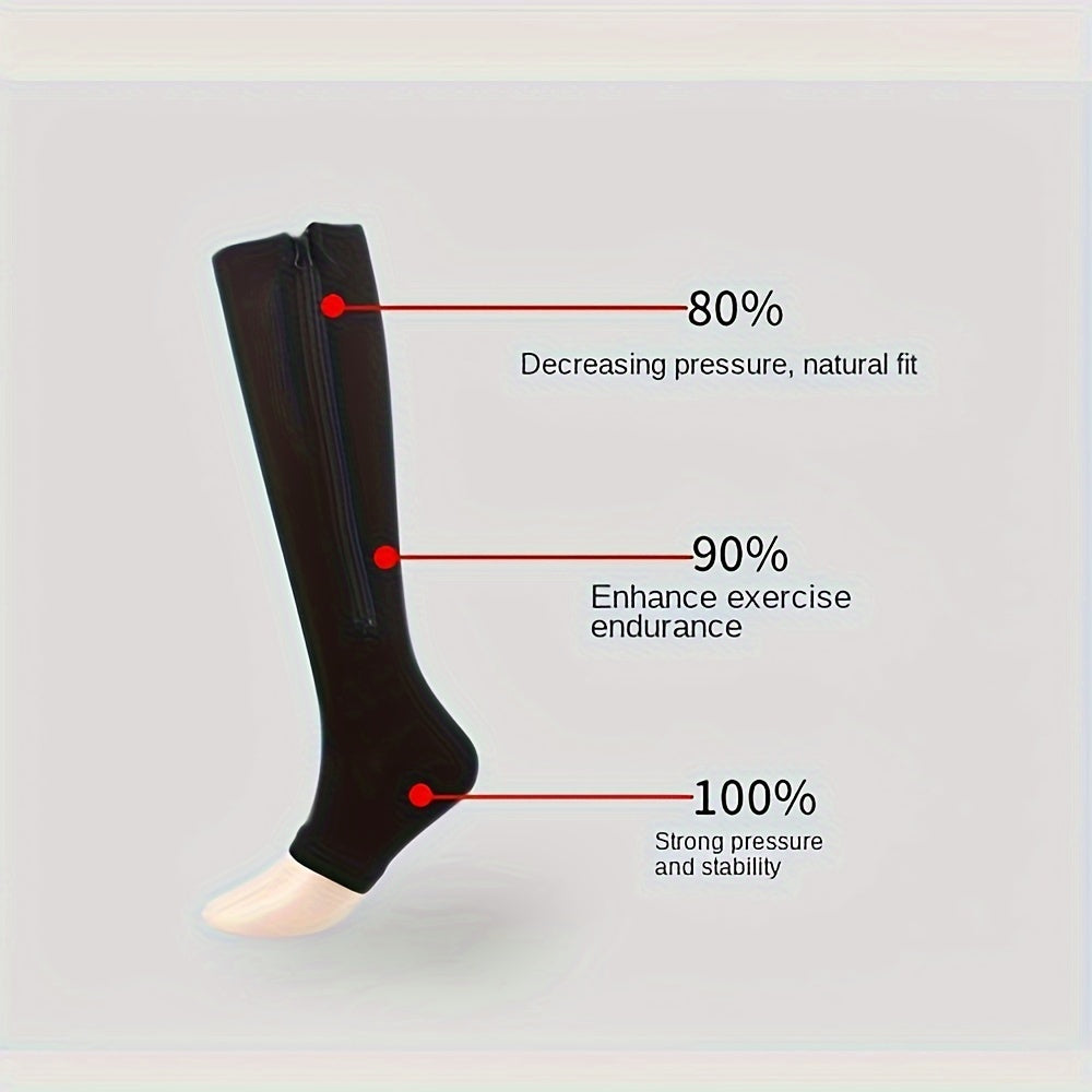 2 Pairs Zip Copper Compression Socks For Women & Men 15-20 Mmhg Circulation