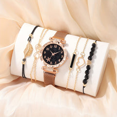 Star Pattern Quartz Watch & 5 Bracelets for Kids