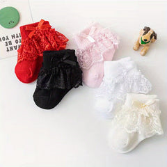 5 Pairs Lace Baby Socks Crystal Silk Transparent Mesh Breathable Princess Socks