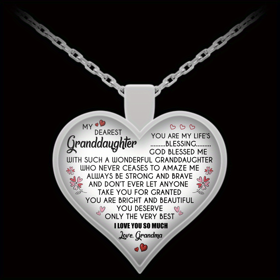 Heart Pendant Necklace Holiday Party Gift For Granddaughter