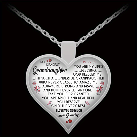 Heart Pendant Necklace Holiday Party Gift For Granddaughter