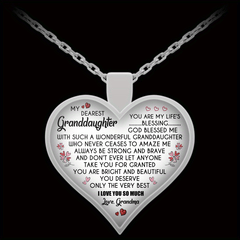 Heart Pendant Necklace Holiday Party Gift For Granddaughter