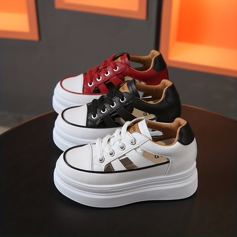 Women's Hidden Heel Chunky Sneaker Cutout Breathable Casual Walking Shoes