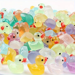 24 36 48 Glow in the Dark Mini Yellow Duck ABS Resin DIY Garden Decor