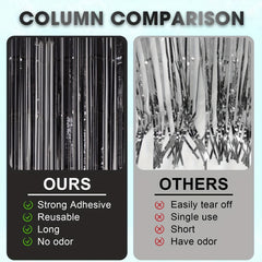 3pcs 3x6ft Foil Tassel Backdrop Curtains - Party Decorations