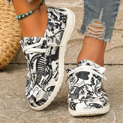 Women's Graffiti Pattern Slip On Canvas Shoes