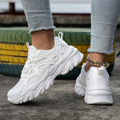 Solid Breathable Heighten Chunky Sneakers Casual Running Shoes