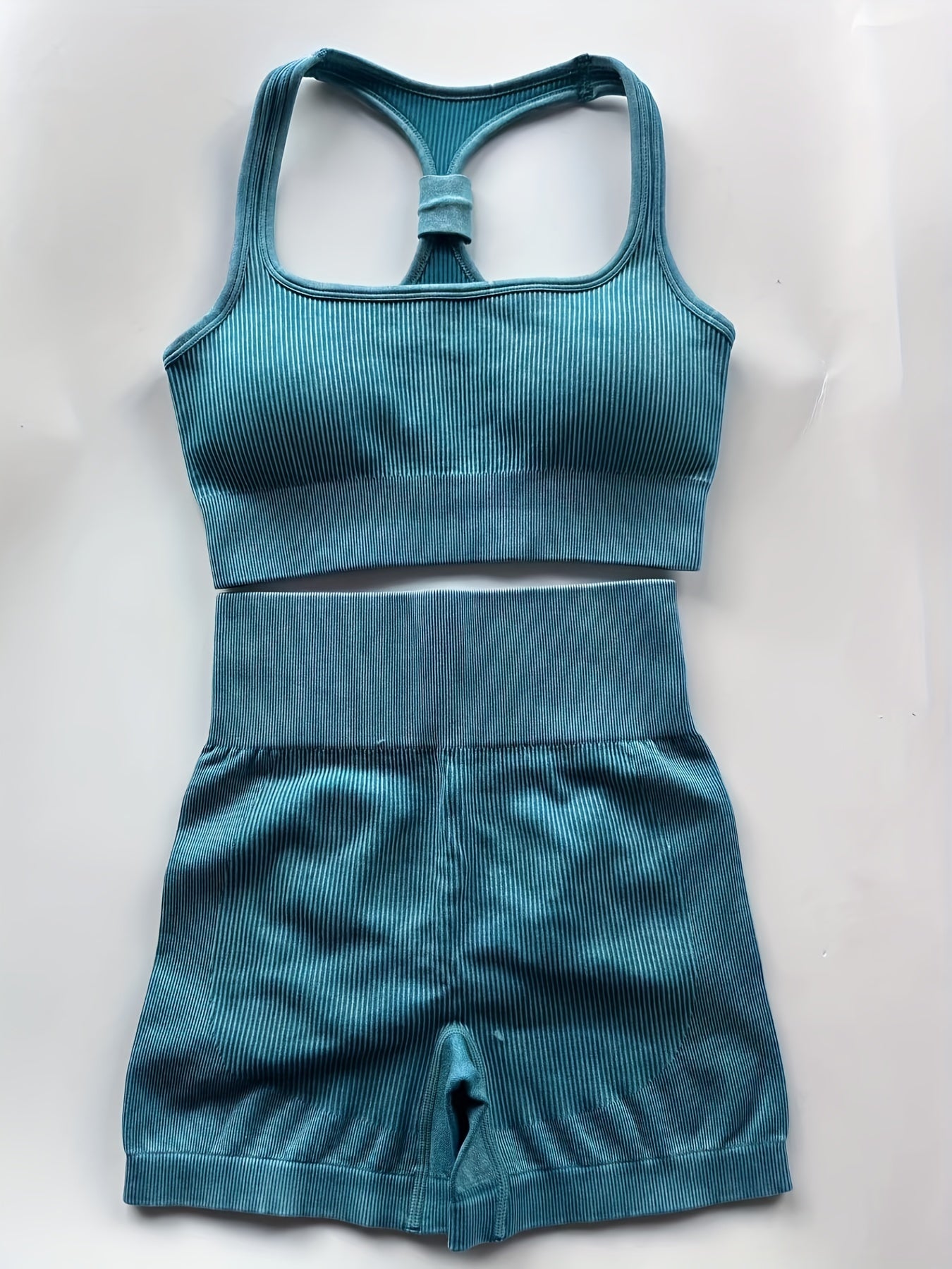 Ribbed Workout Sets Sports Bra & Fitness Shorts for Women