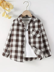 Boys Plaid Shirts Long Sleeve Button Down Tops Spring Fall Outwear