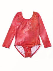 Girl's Horse Pattern Gymnastics Tights Long Sleeve Leotard