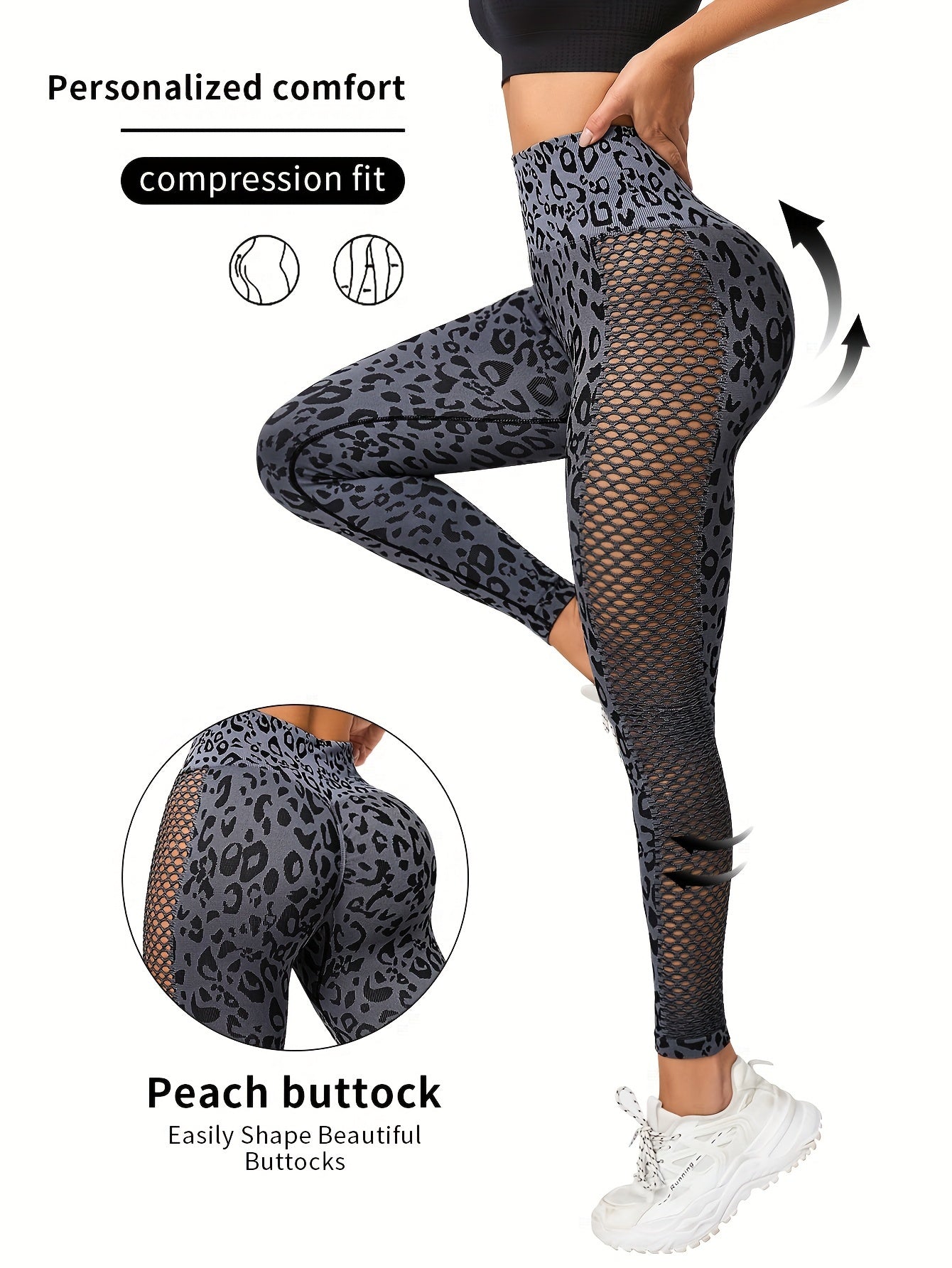 Leopard Print High Waist Stretch Gym Cycling Pants