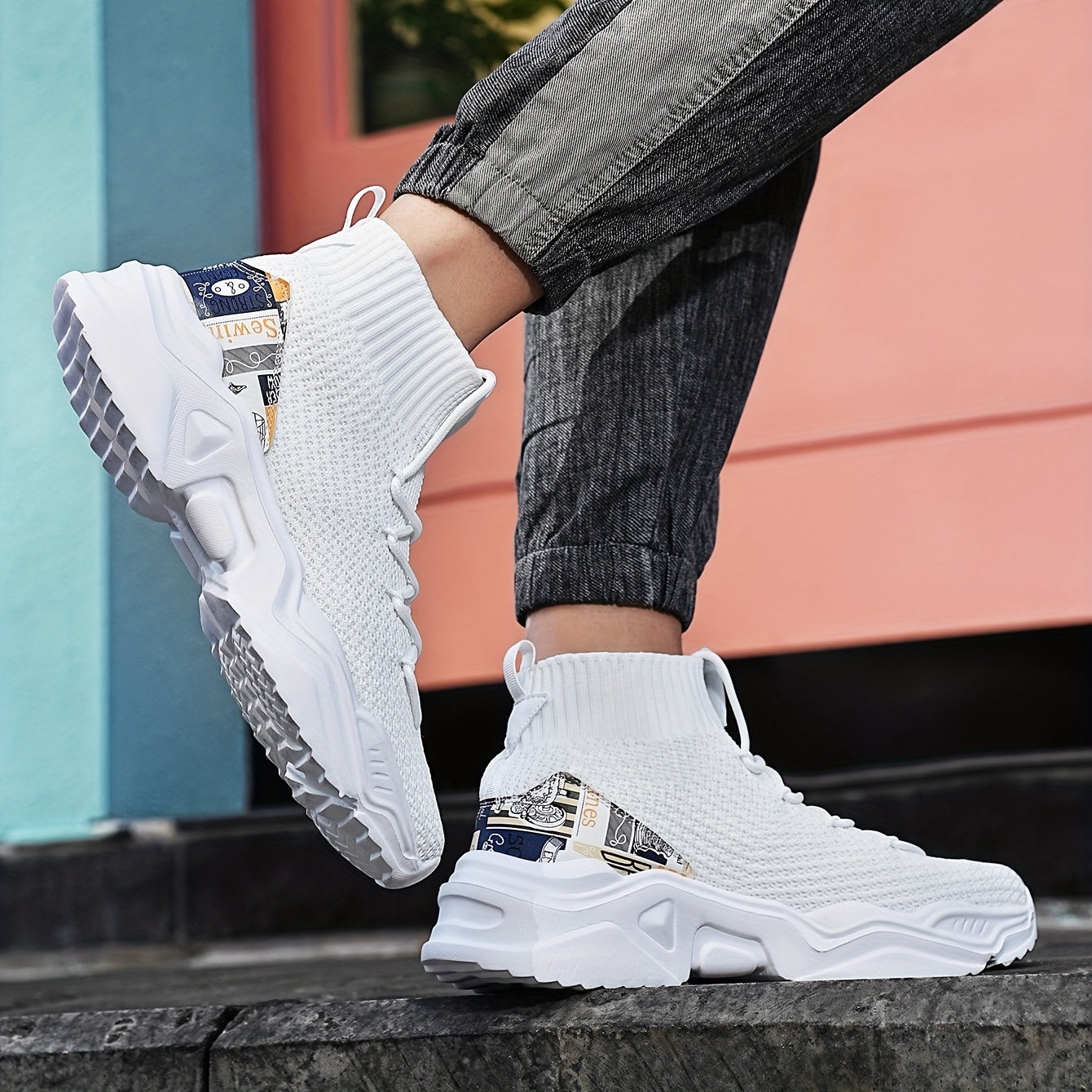Men's Lightweight Slip On Casual Shoes Breathable Shock Absorbing Sock Shoes
