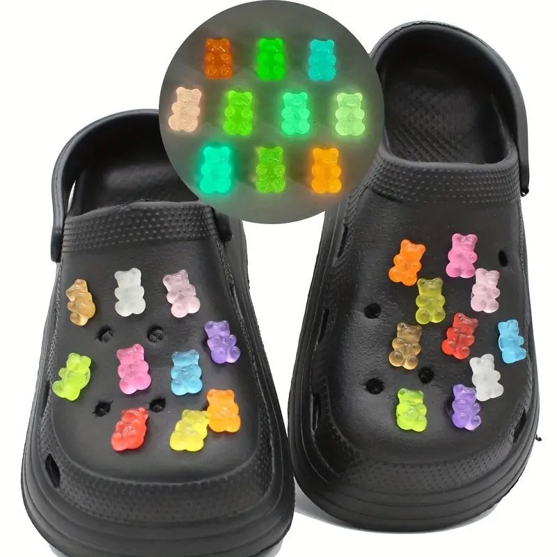 20pcs Luminous Little Bear Shoe Charms DIY Clogs Accessories