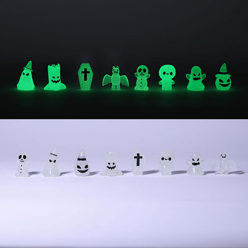 8pcs Mini Luminous Mushrooms Halloween Ornaments Garden Decor