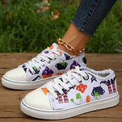 Halloween Print Skate Shoes Lightweight Breathable Low Top Sport Shoes