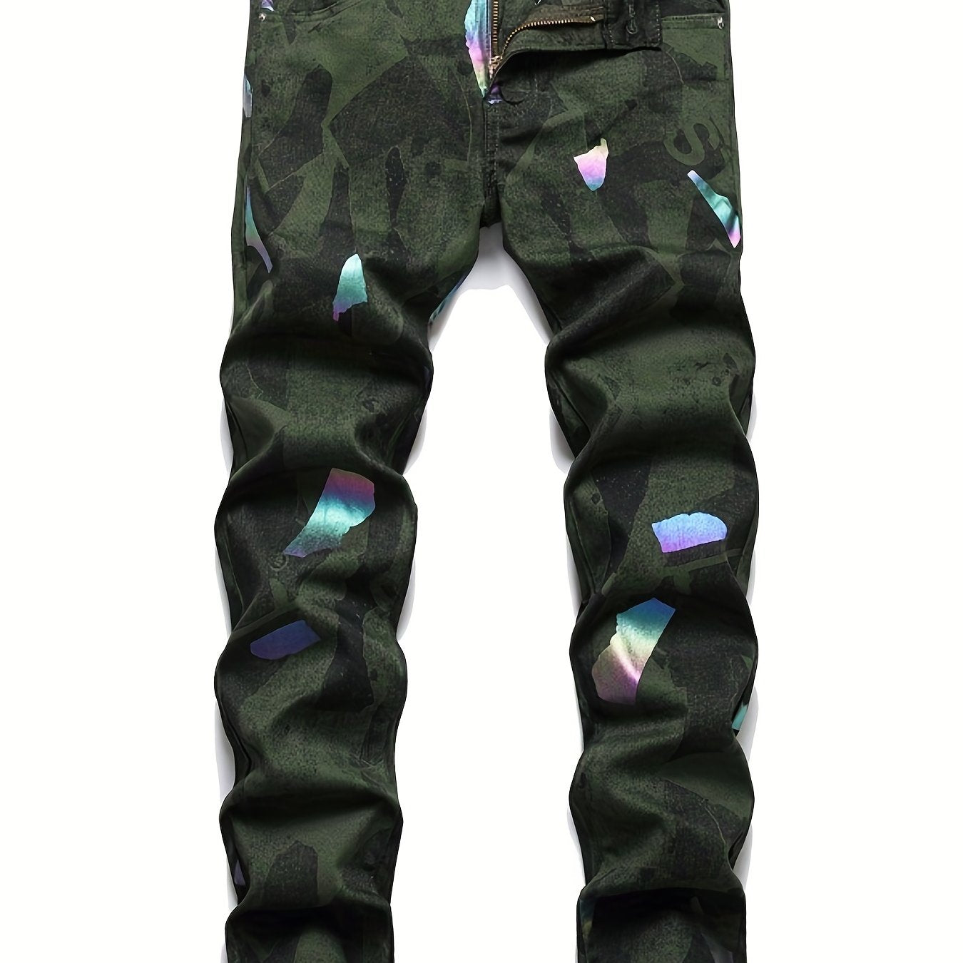 Men's Iridescent Block Jeans Stylish Sweatpants Active Mid Stretch