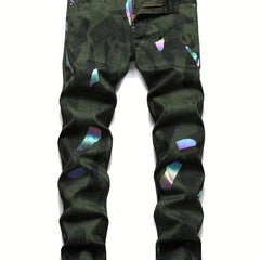 Men's Iridescent Block Jeans Stylish Sweatpants Active Mid Stretch