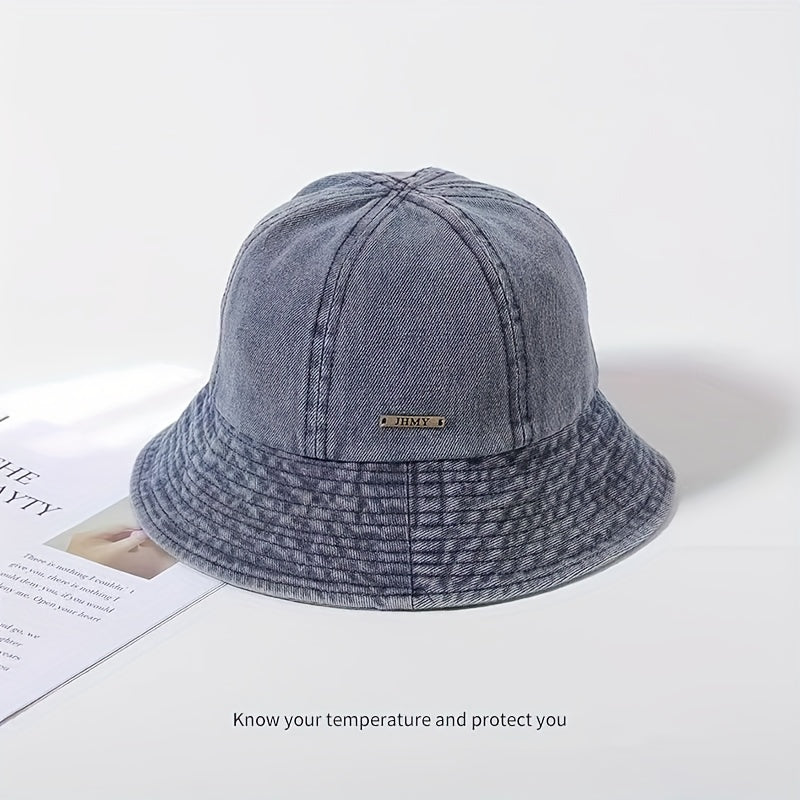 Denim Bucket Hat Men's Women's Versatile Retro Basin Hat