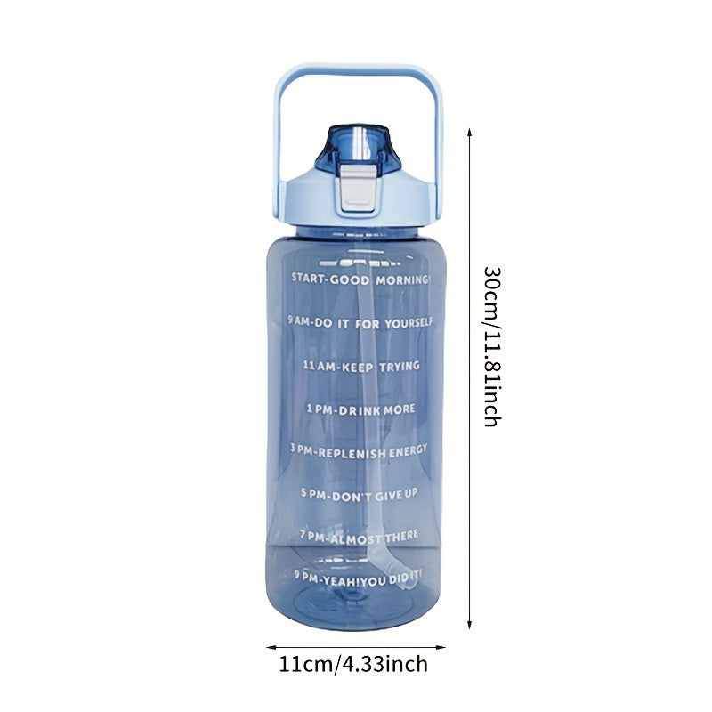 2L Portable Flip Top Water Bottle Clear Water Cup With Time Marker
